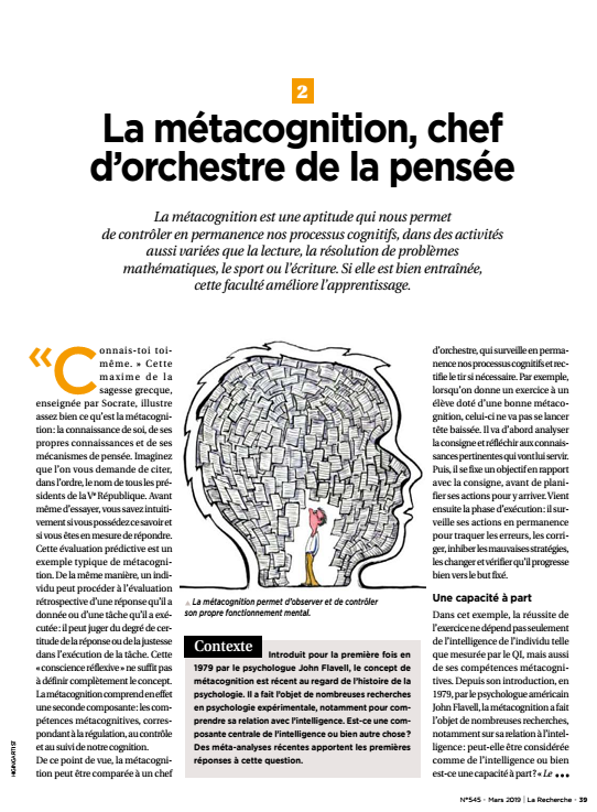 La métacognition, chef d’orchestre de la pensée La métacognition, chef d