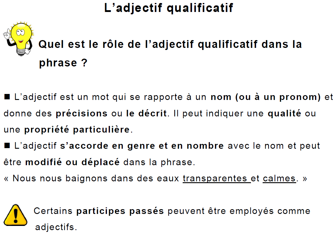 Exercices Adjectifs Qualificatifs 6ème Pdf
