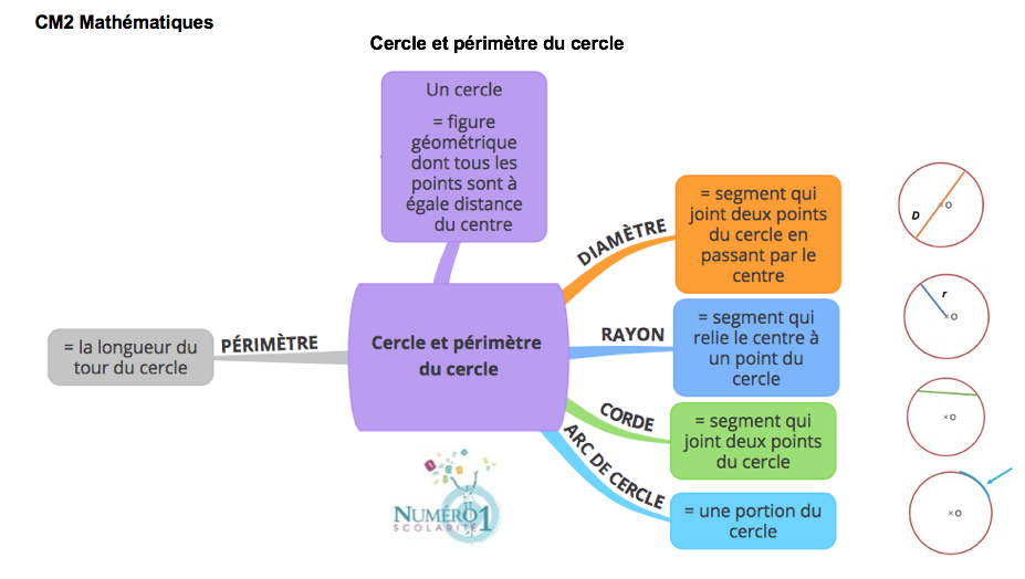 Cercle et périmètre du cercle; leçon et exercices CM2