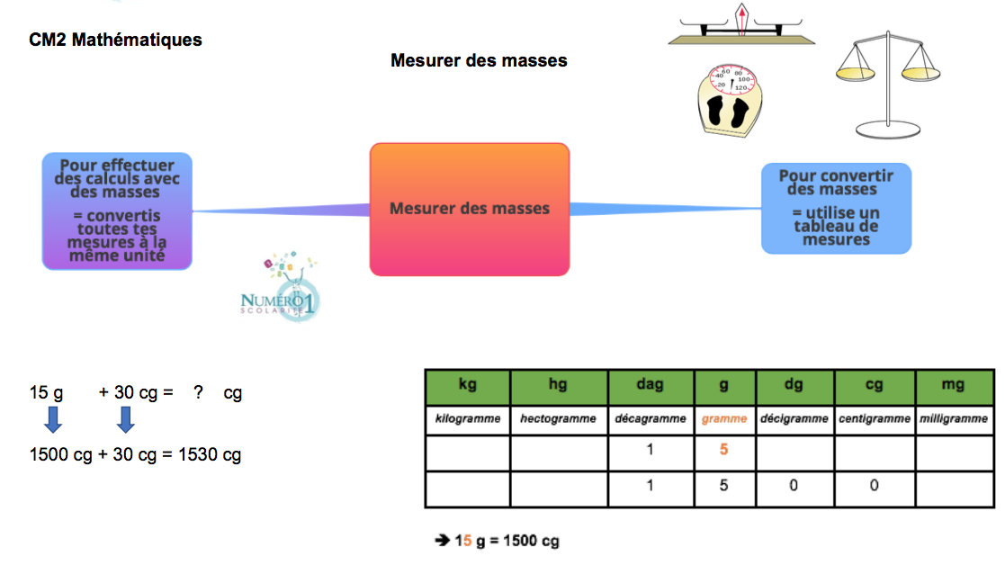 Mesurer des masses; leçon et exercices CM2